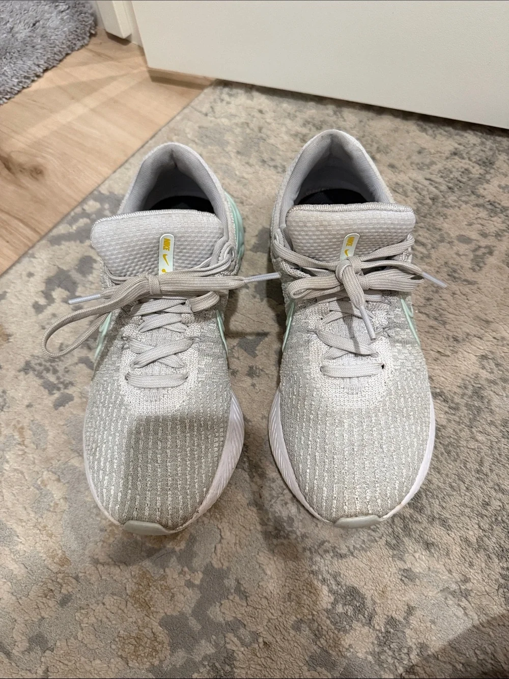 Women’s Nike React Light Gray Women's Running Sneakers with Mint Accents